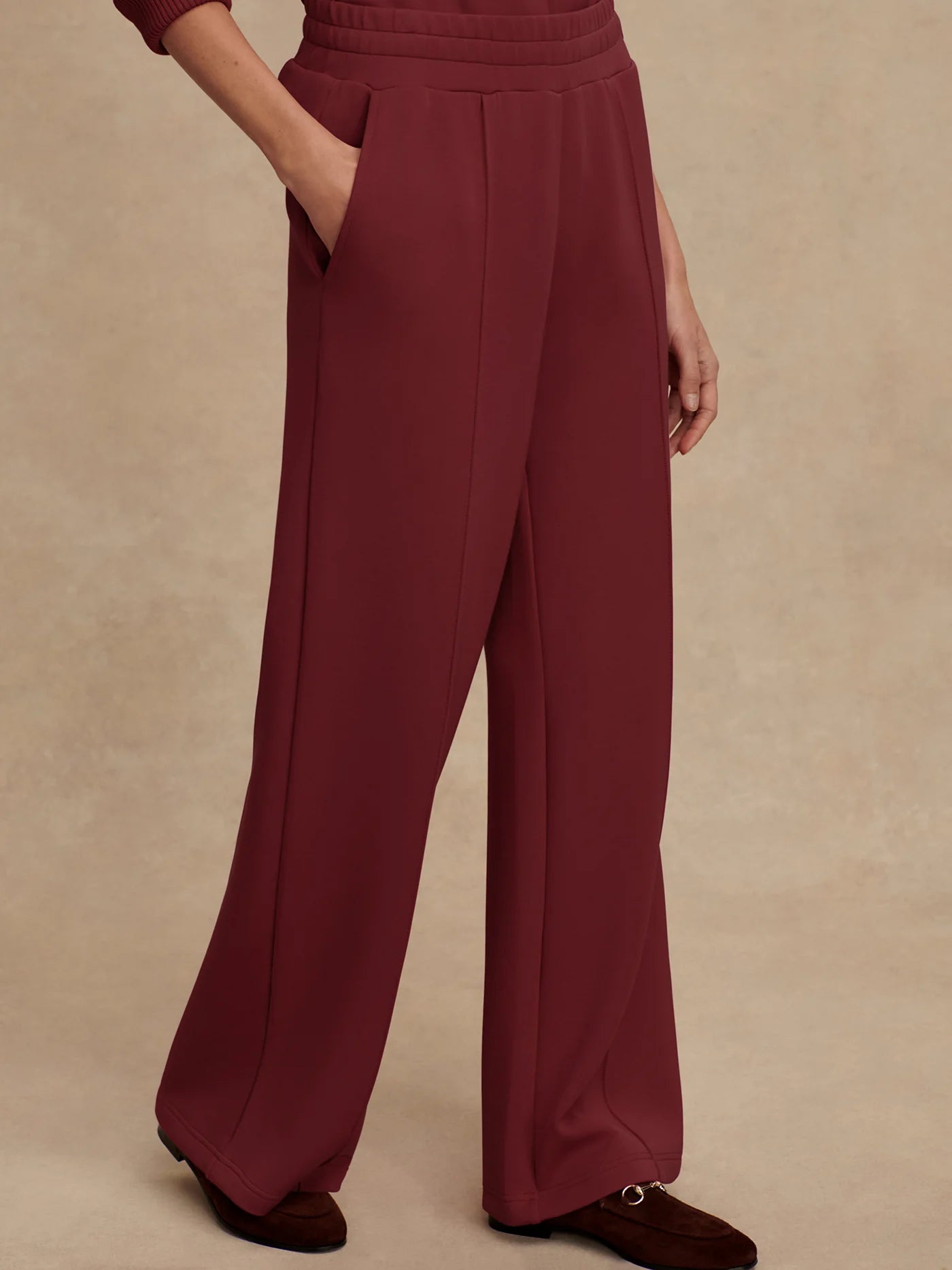 The Wide Leg Pant New Maroon 30"
