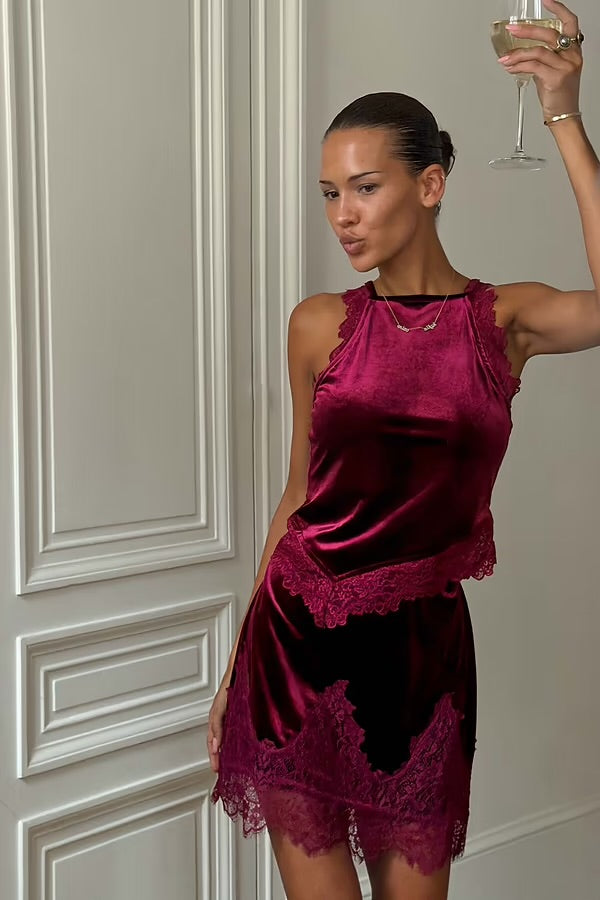 NFD Burgundy Velvet Top
