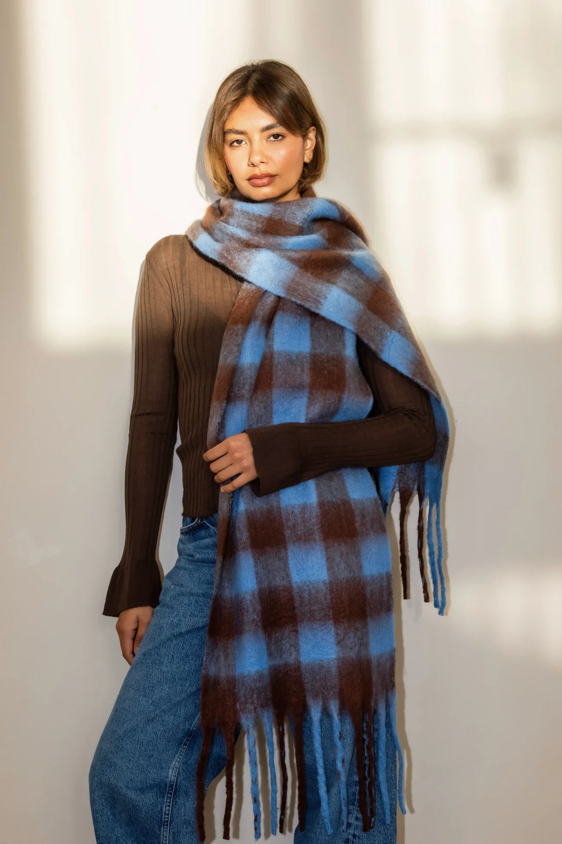 Lennie Scarf Blue/Brown 