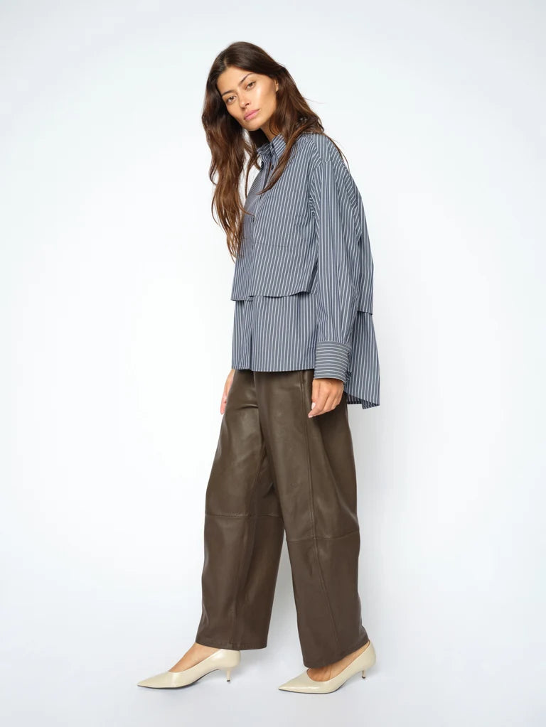 Mos Mosh Leather Barrel Leg Pant