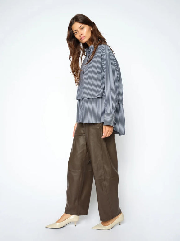 Mos Mosh Leather Barrel Leg Pant