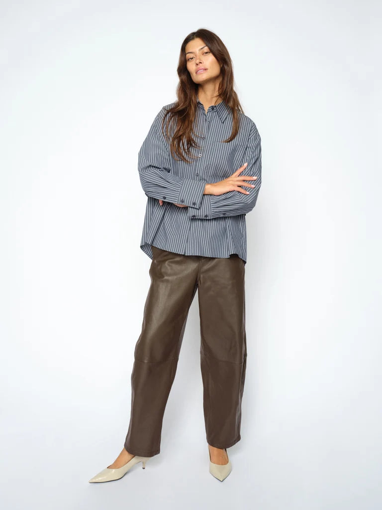 Mos Mosh Leather Barrel Leg Pant