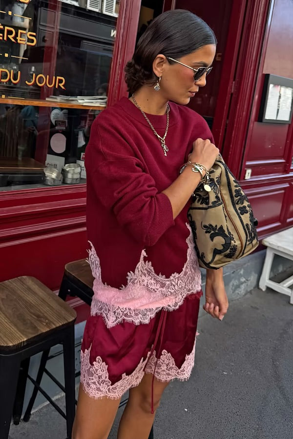 Burgundy Lace Knit Copenhagen Jumper
