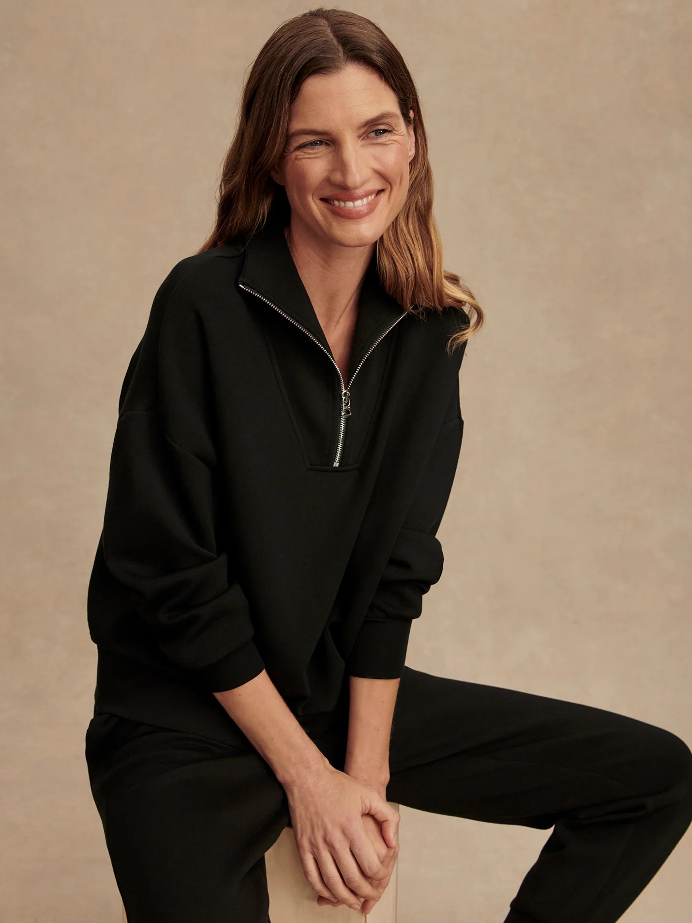 Varley Hawley Half Zip Black 