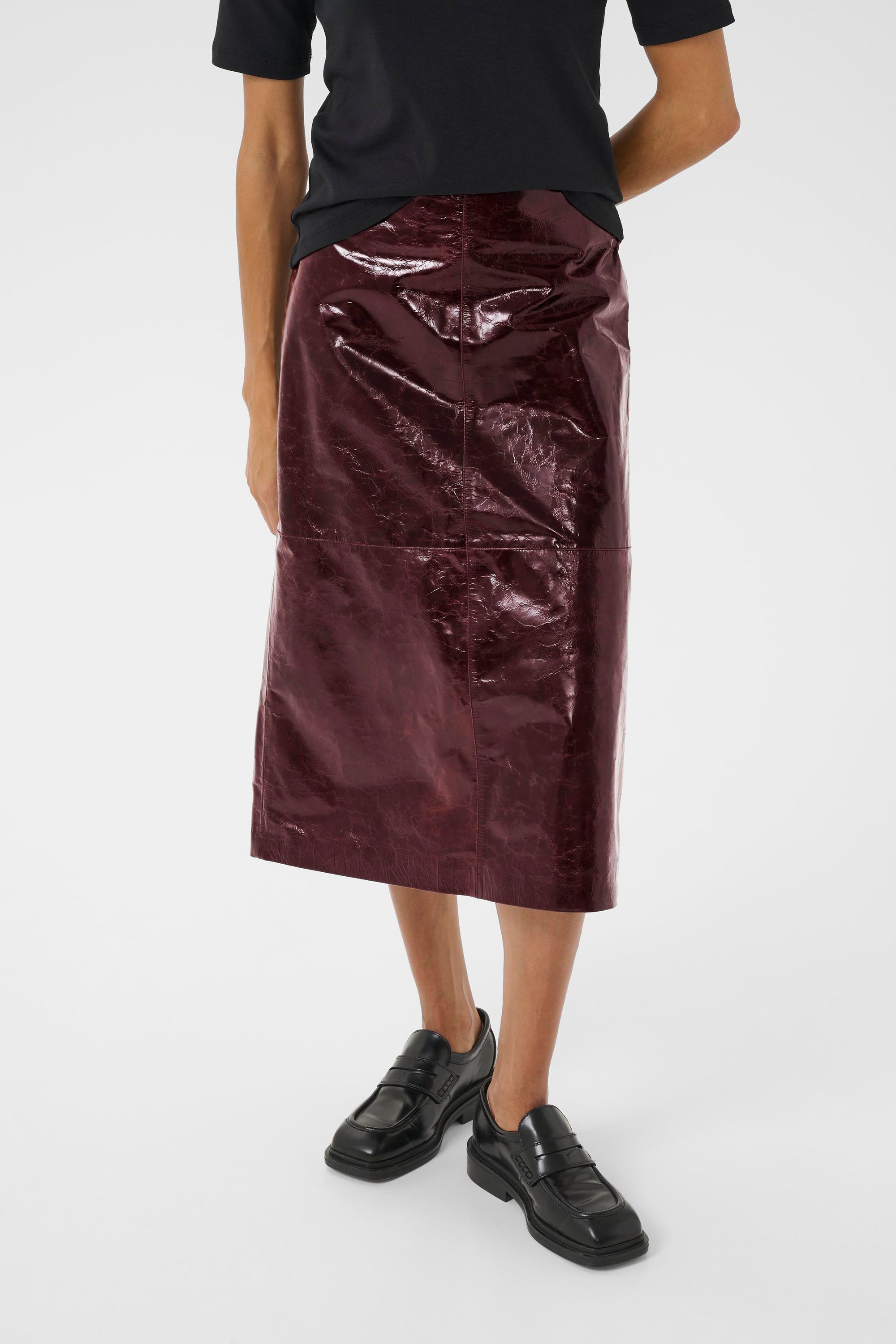 Part Two Sinja Leather Skirt Tawny Port
