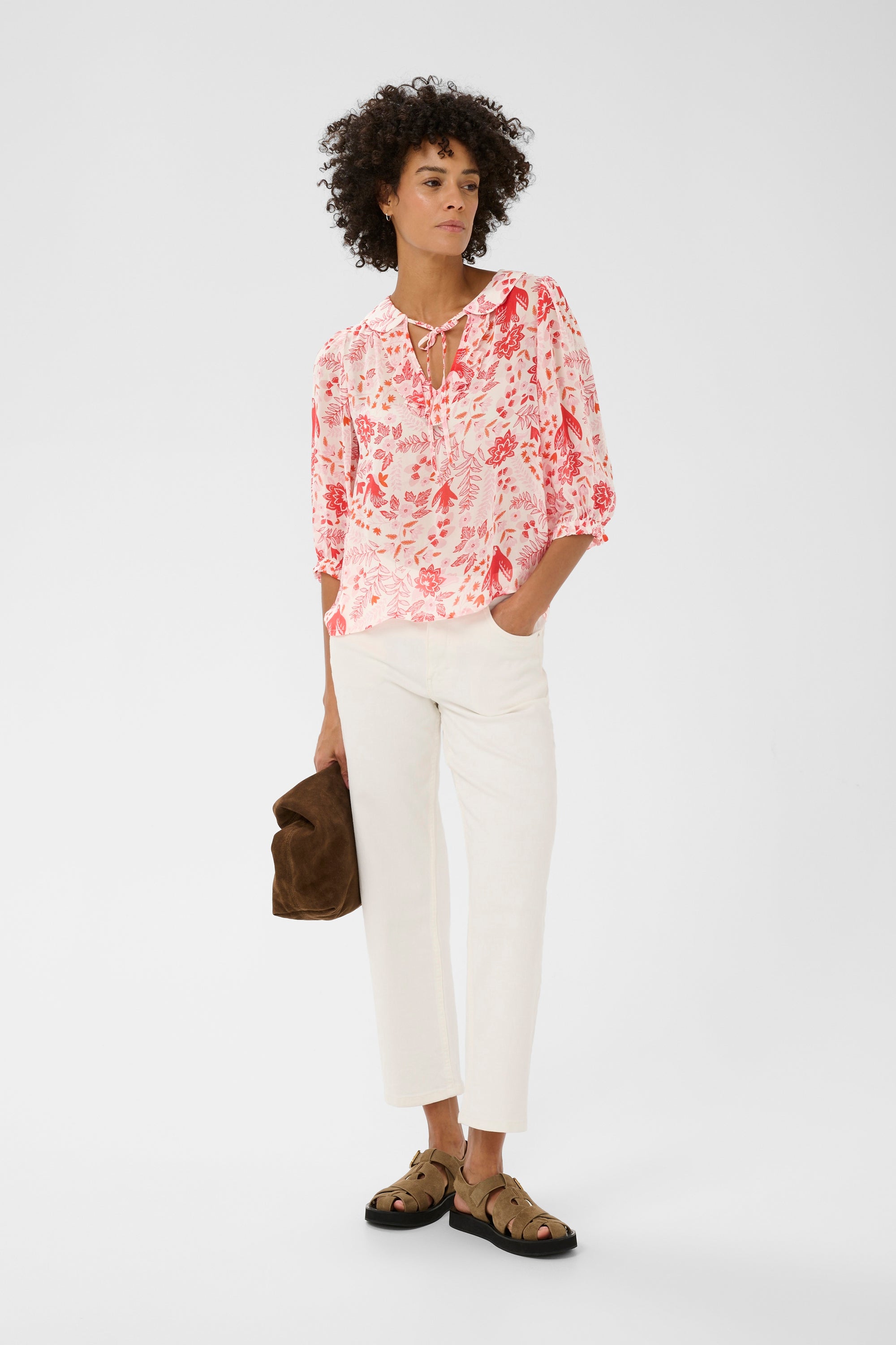 Alvia Blouse Poppy Red Bird Print