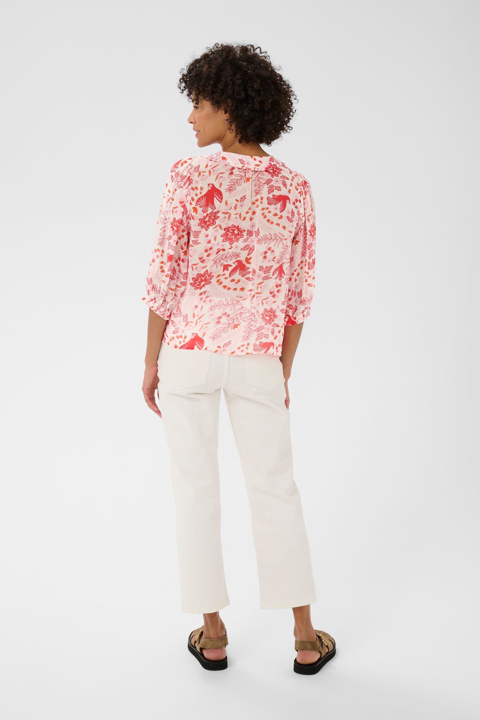 Alvia Blouse Poppy Red Bird Print