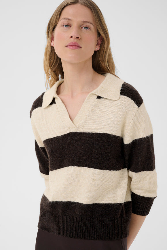 Charlott Pullover Mole Brown Stripe 