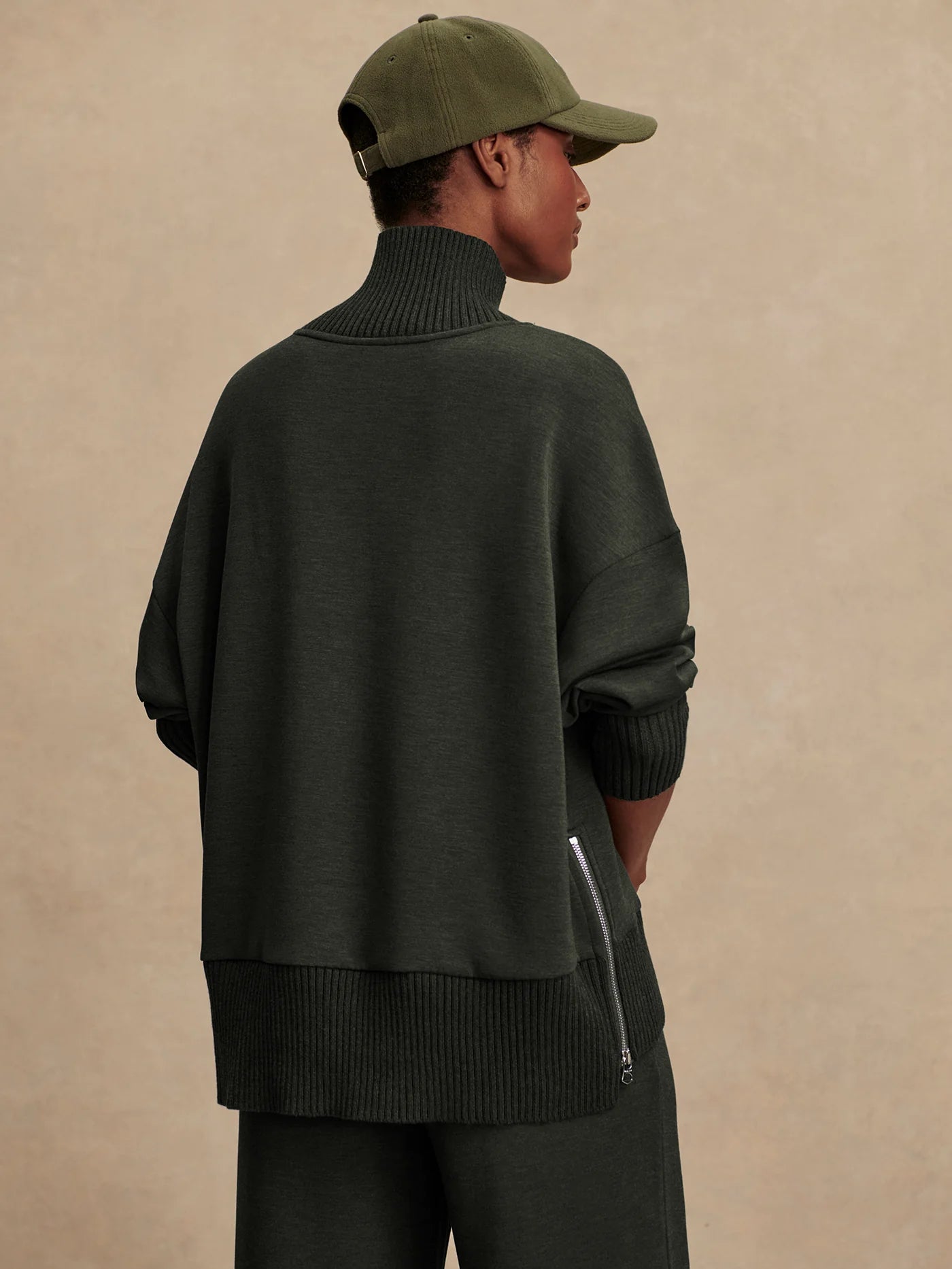 Varley Barker High Neck Sweat Olive Marl