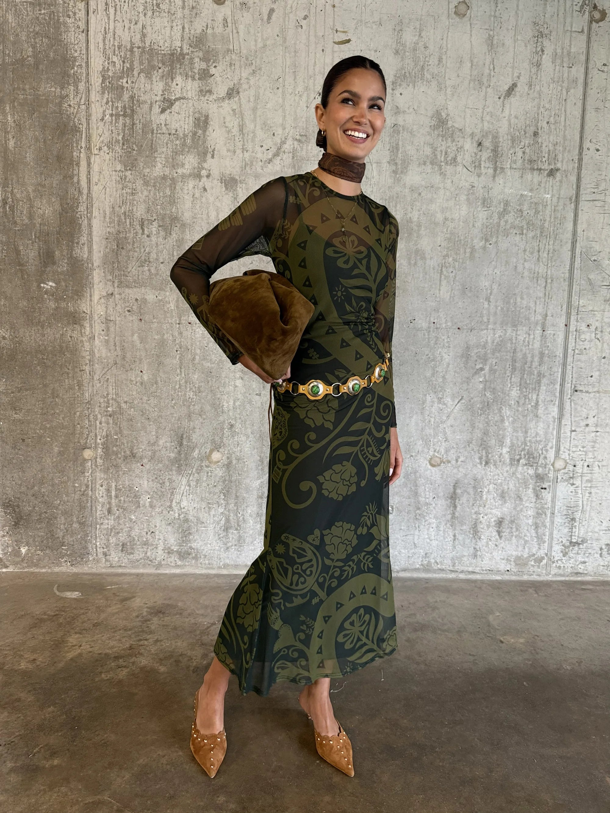 NFD Amara Mesh Olive Dress