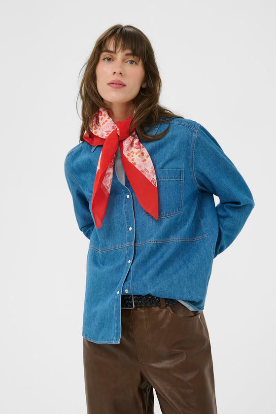 Phi Scarf Poppy Red Bird Print