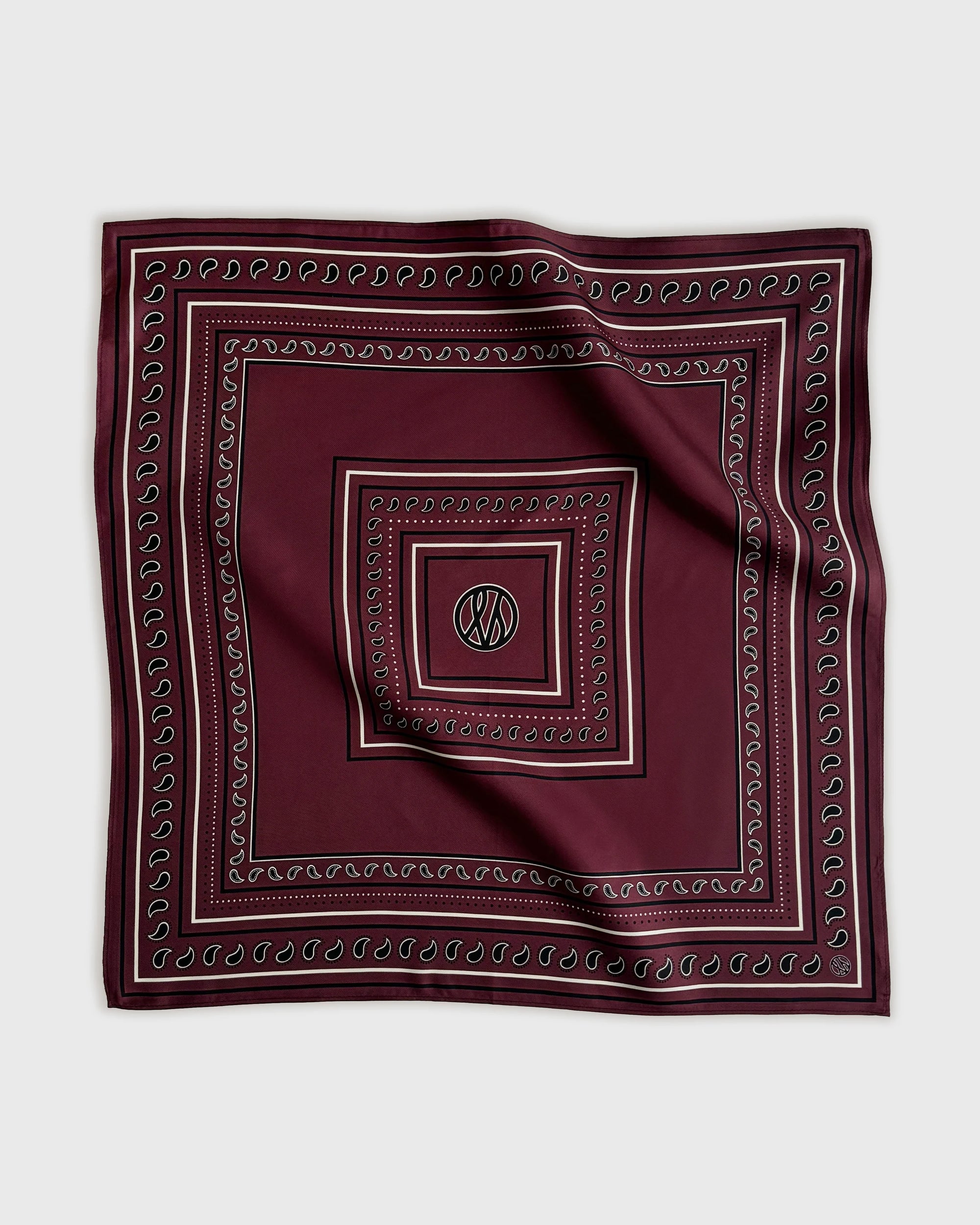 Paisley Silk Scarf Wine Red 50cm