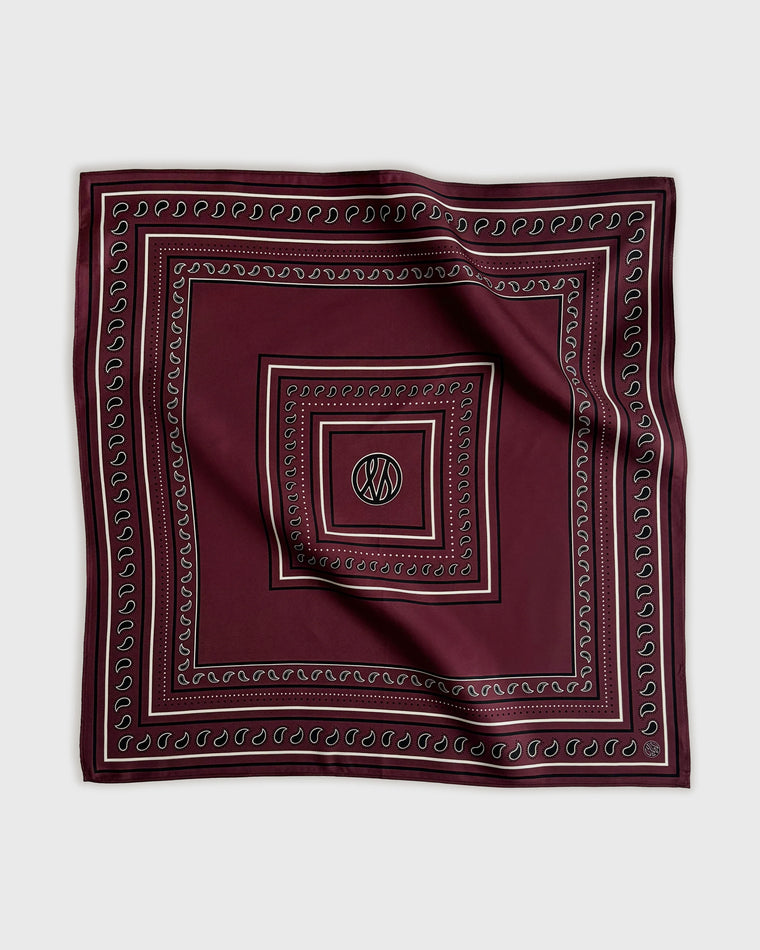 Paisley Silk Scarf Wine Red 50cm