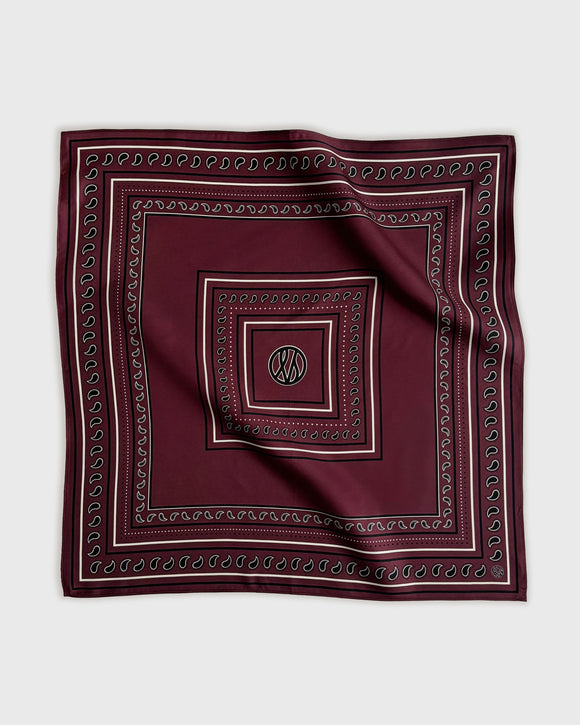 Paisley Silk Scarf Wine Red 50cm