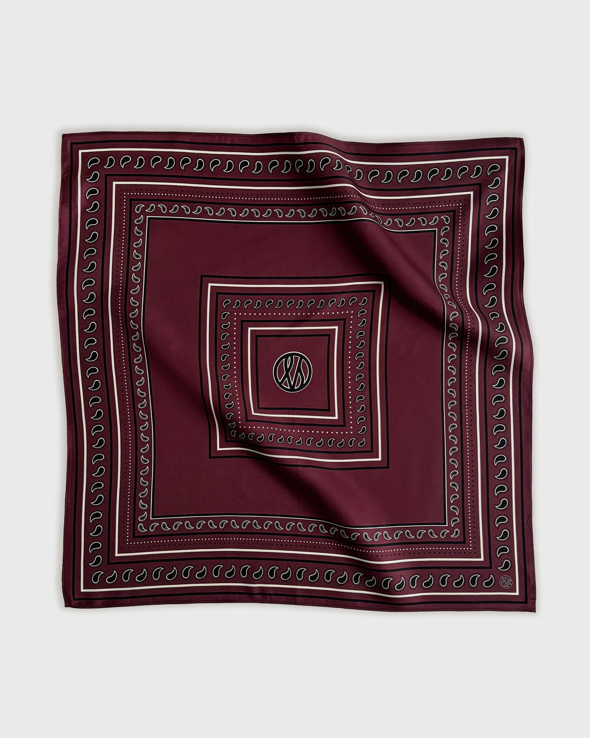 Paisley Silk Scarf Wine Red 50cm