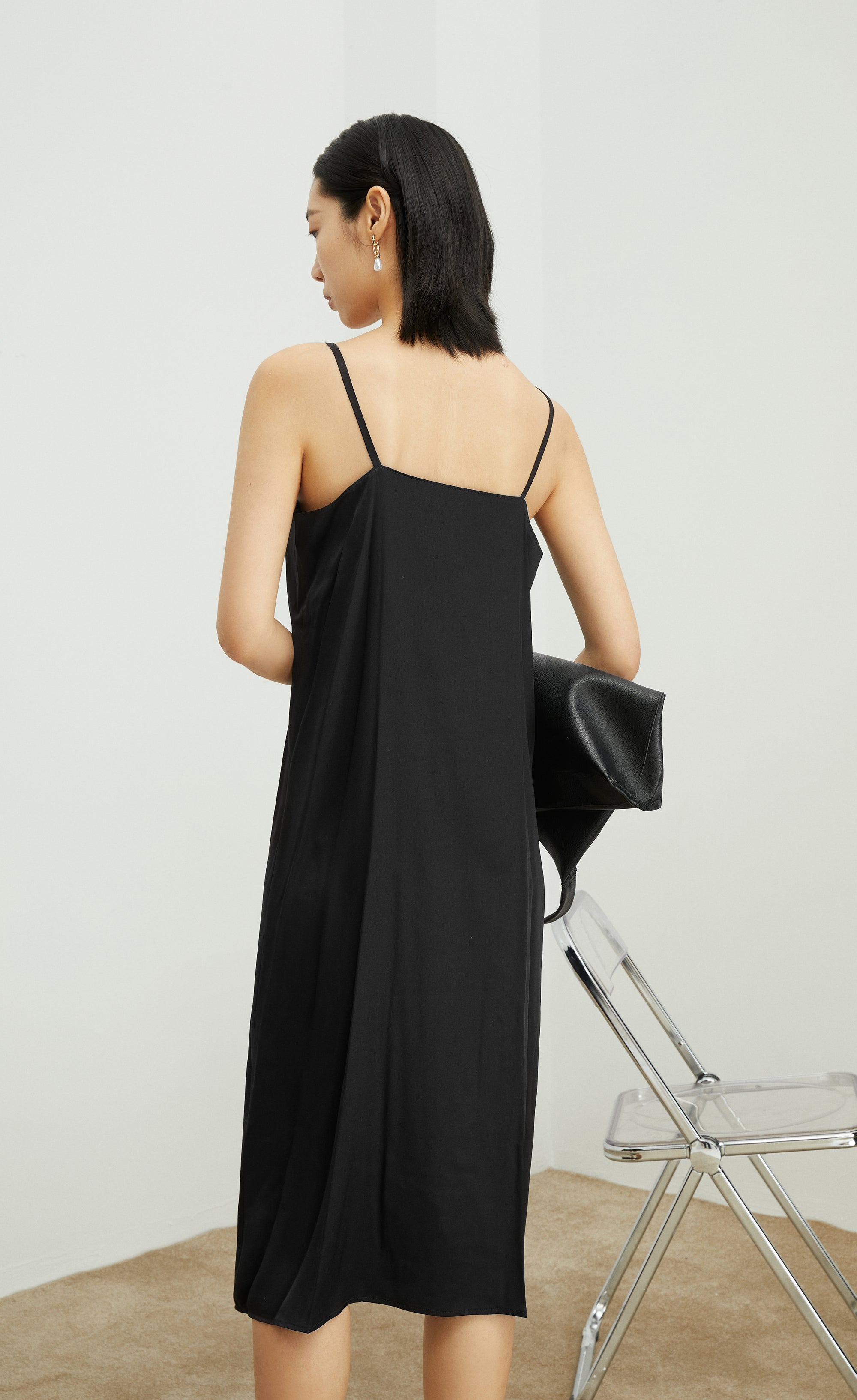MM Black Midi Silk Dress