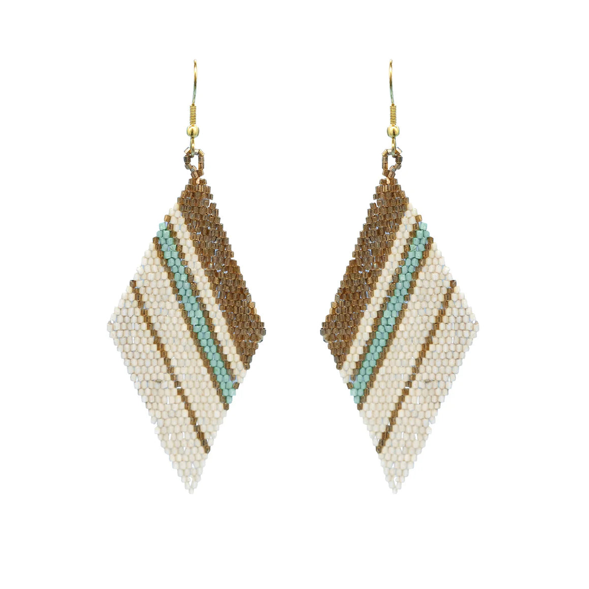 Triangle Fine Beaded Ombre Earrings
