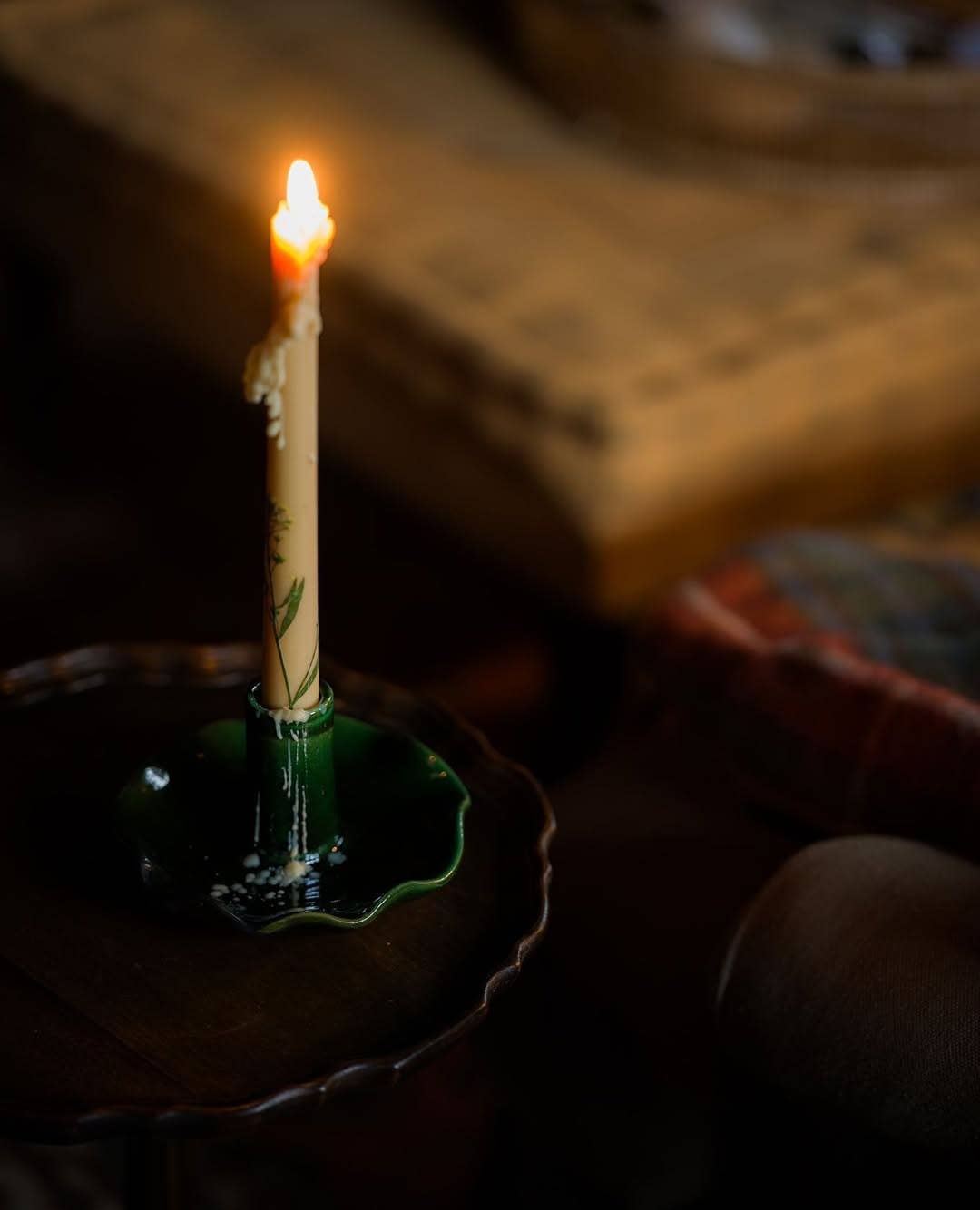 Traditional Candle Holder Green Little