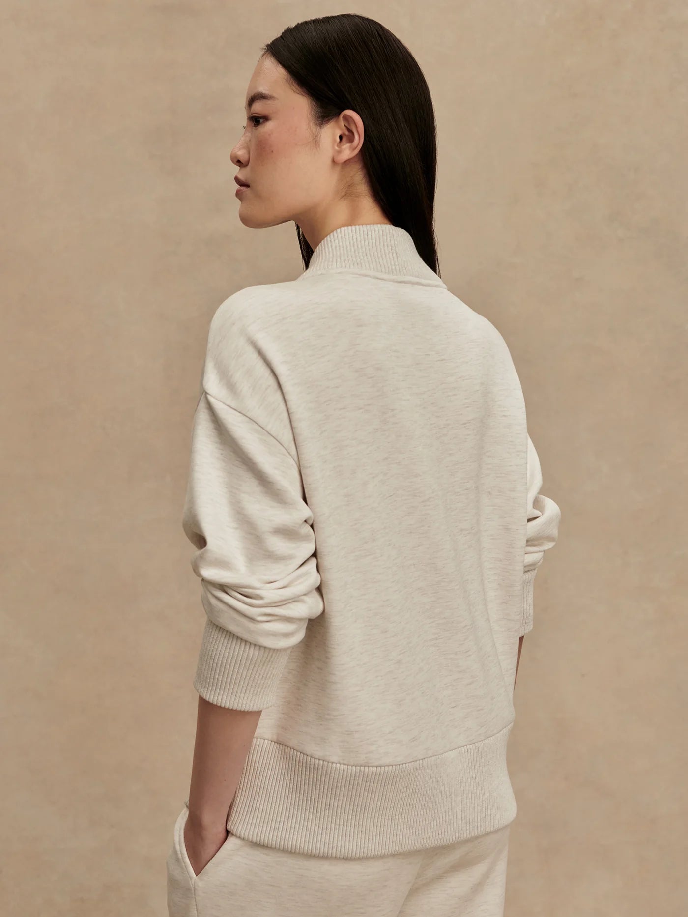 Sally Half Zip Sweat Ivory Marl