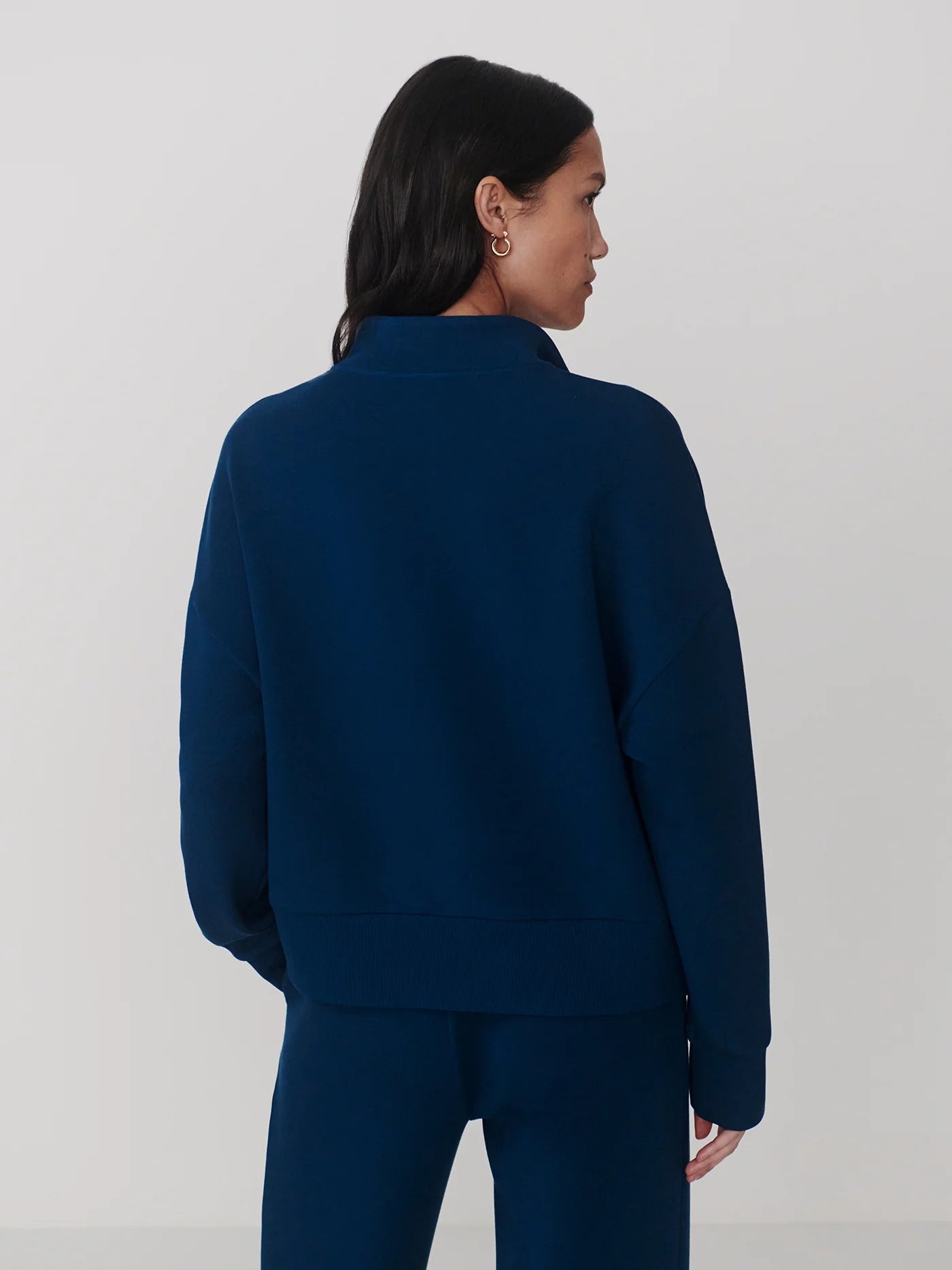 Varley Mavis Mock Neck Sweat Sea Blue