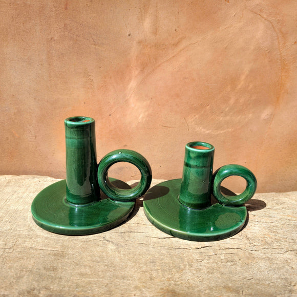 Handmade Candle Holder: Green / Medium