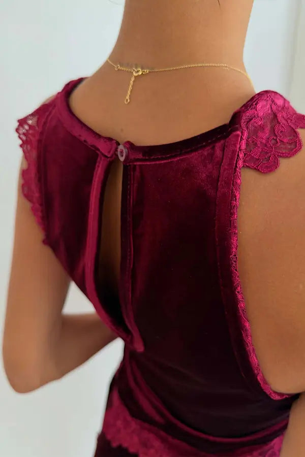 NFD Burgundy Velvet Top