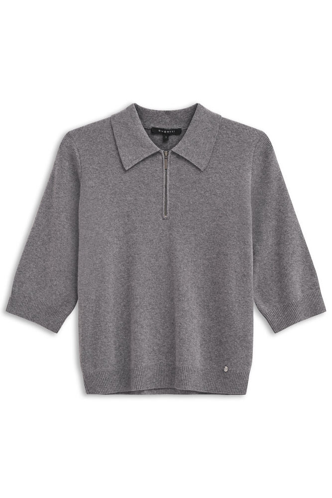 Bugatti Zip knit sweater grey