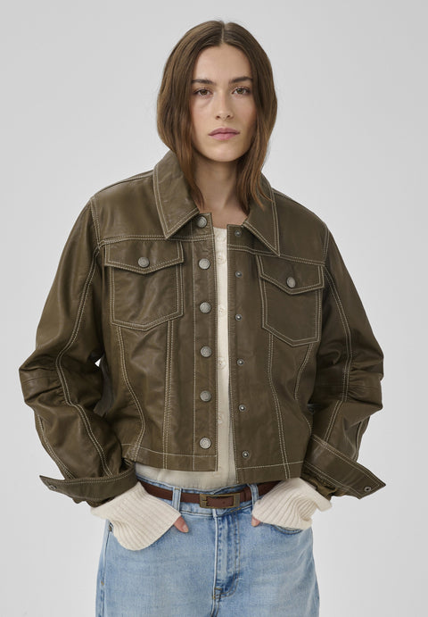 MEW Mateo Leather Jacket Capers green