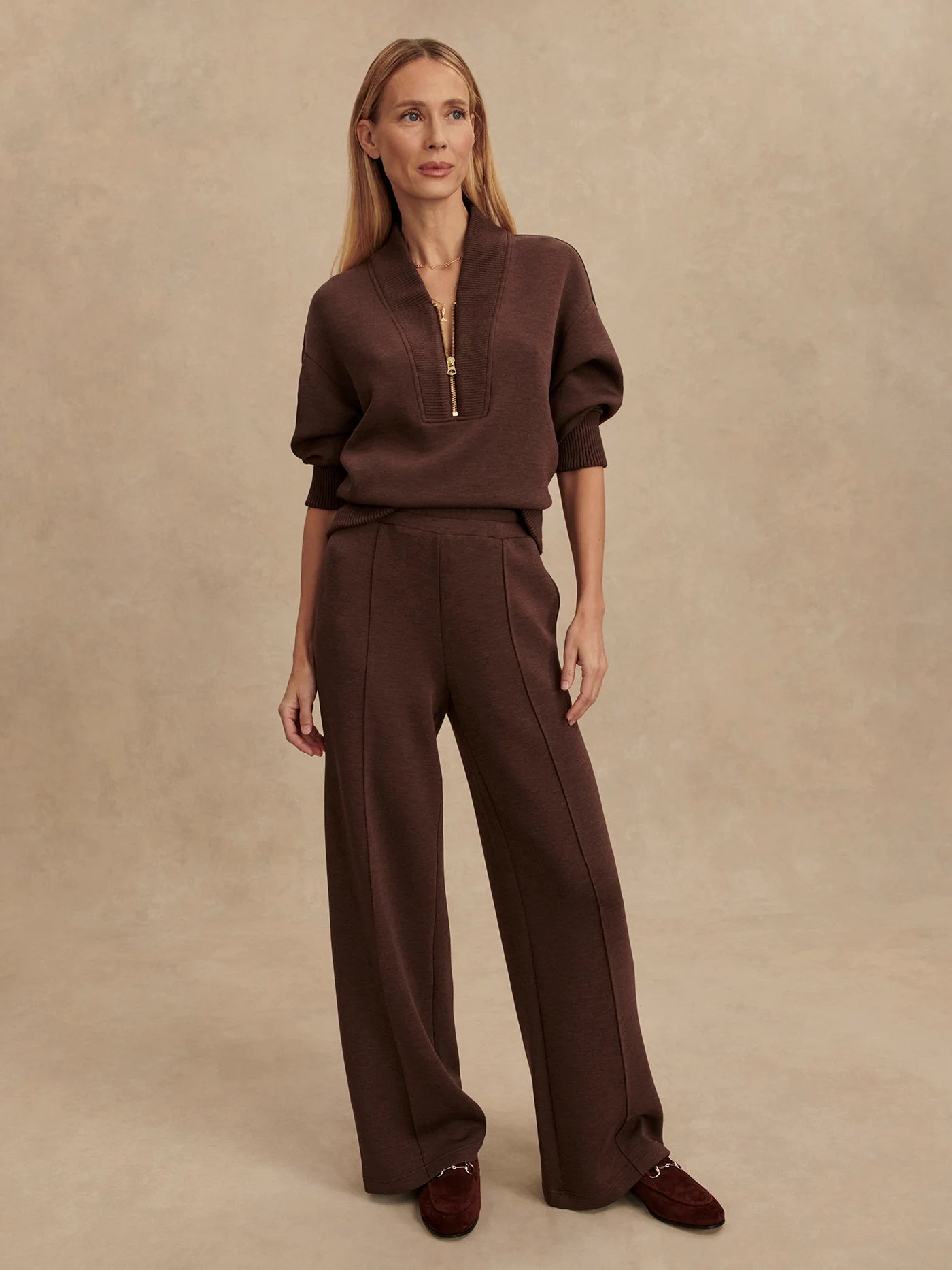 The Wide Leg Pant 30" Coffee Bean Marl