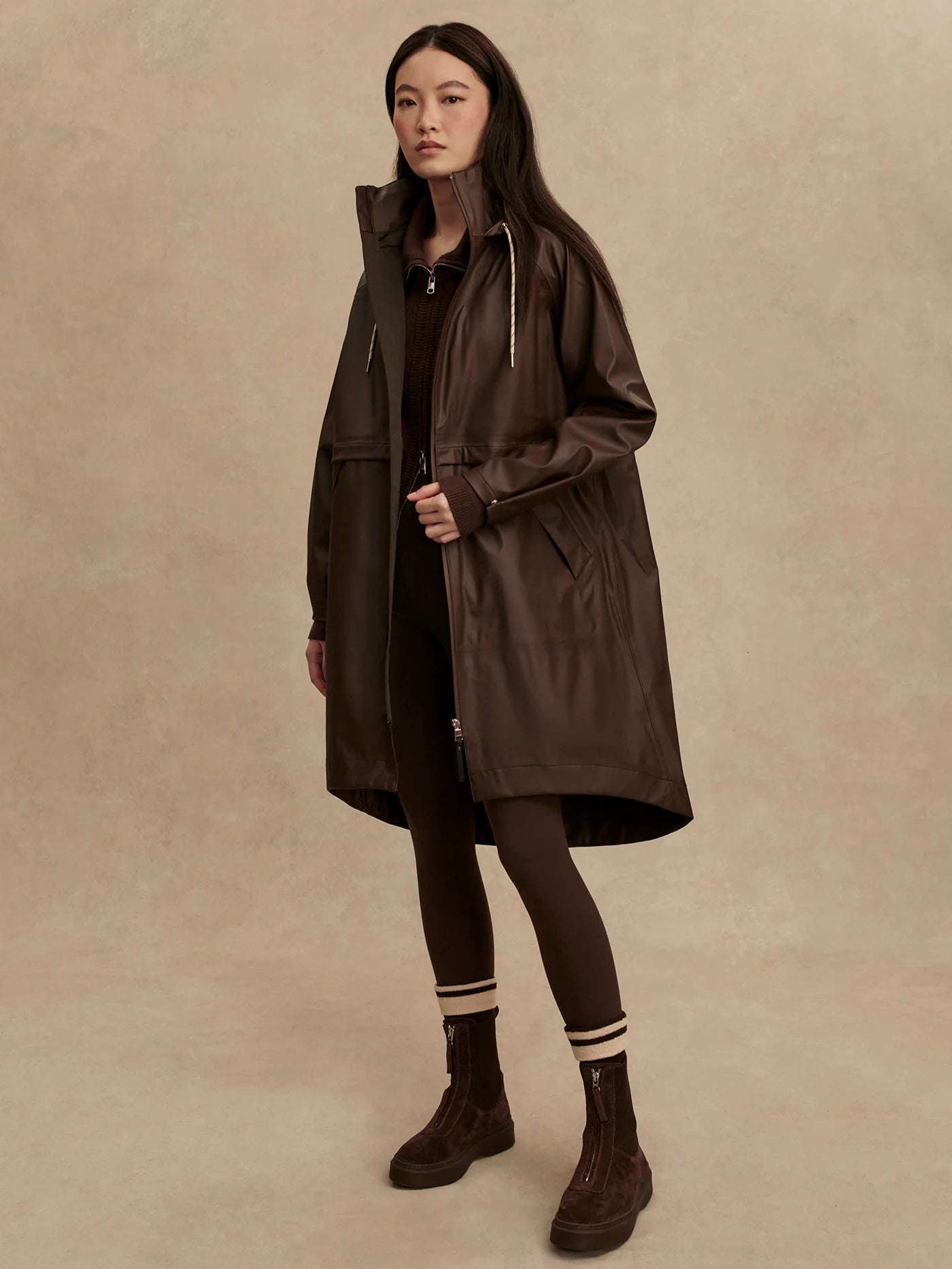 Kirsten Rain Coat Dark Truffle