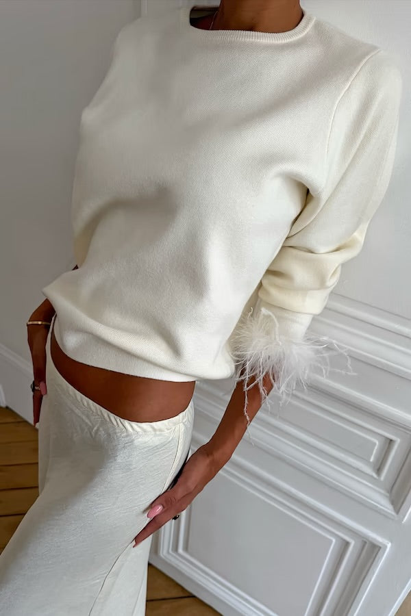 NFD Cream Feather Jumper