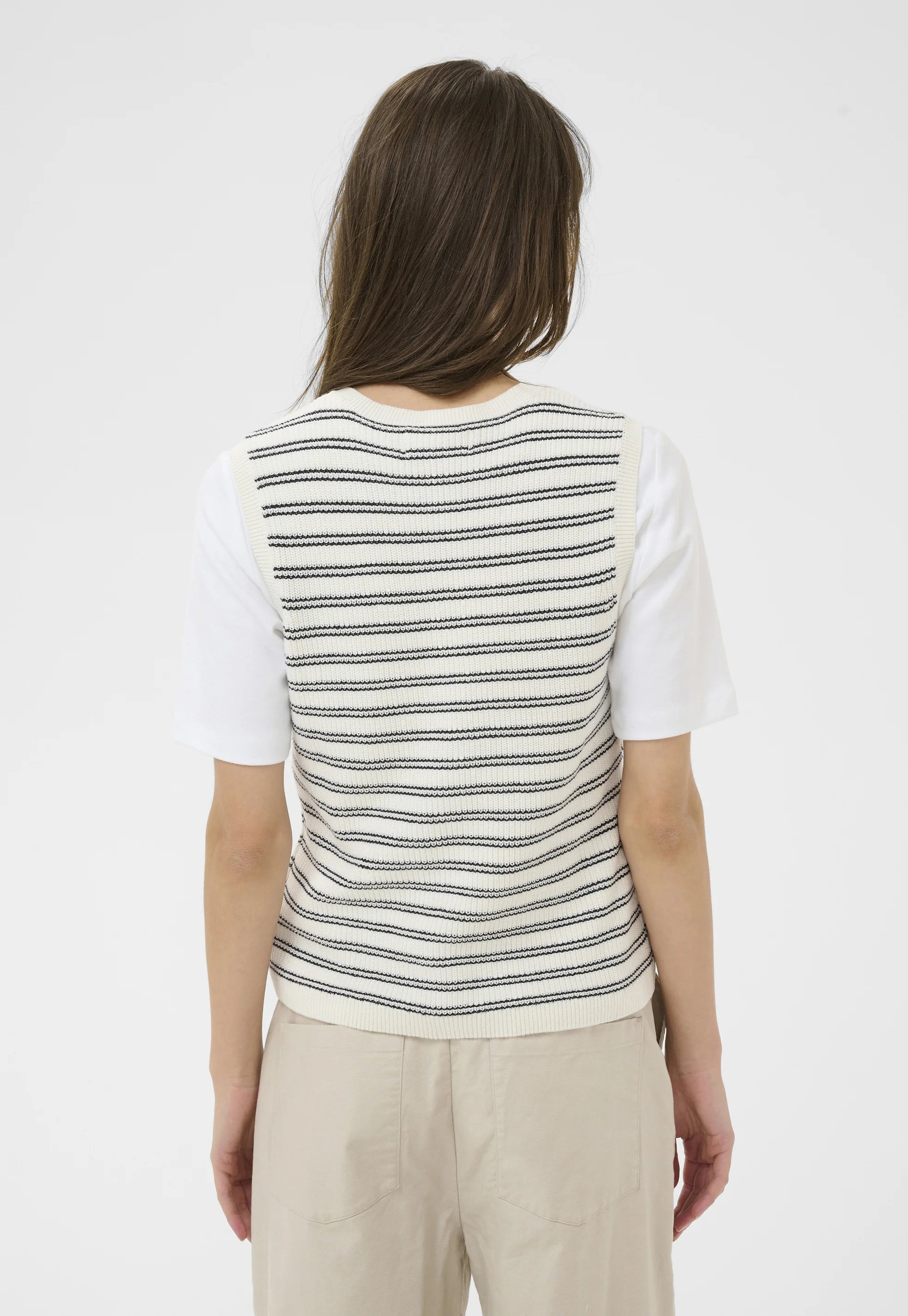 Gemma Knit Wasitcoat Navy Stripe