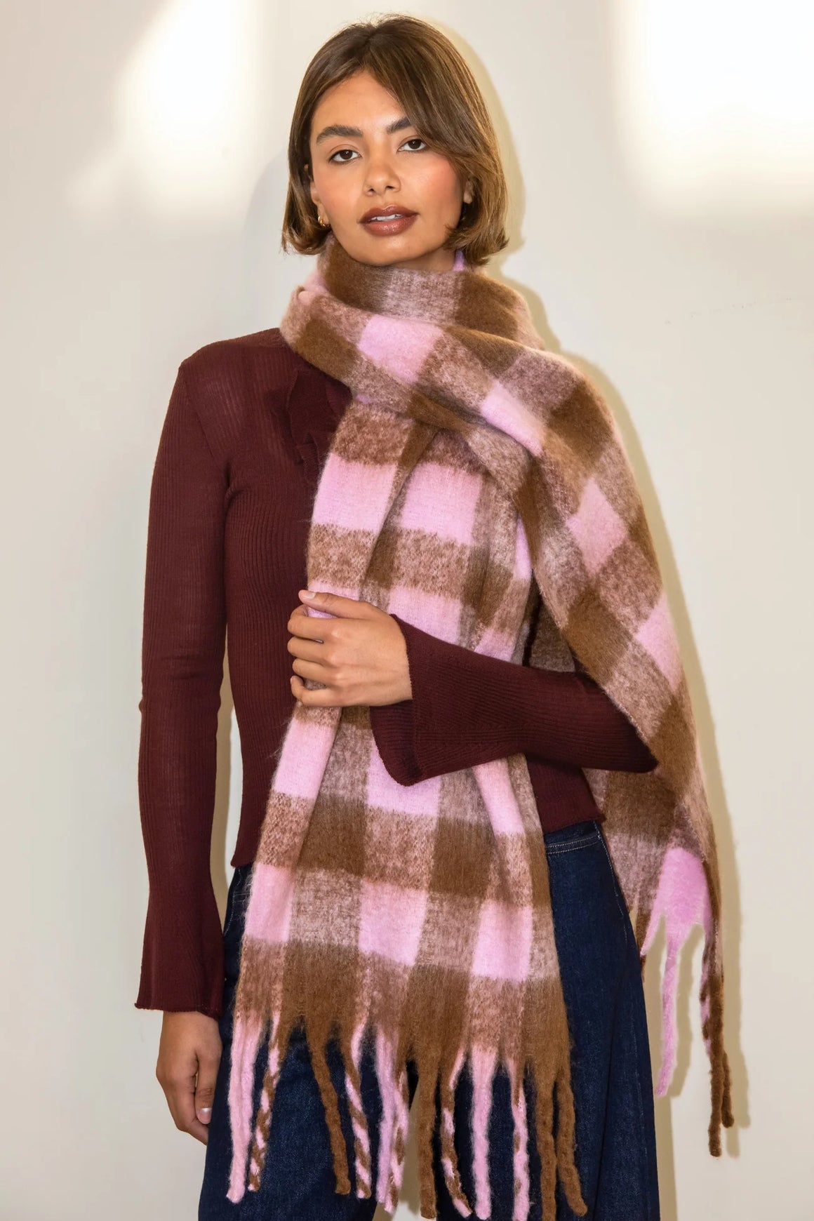 Lennie Scarf Pink/Brown