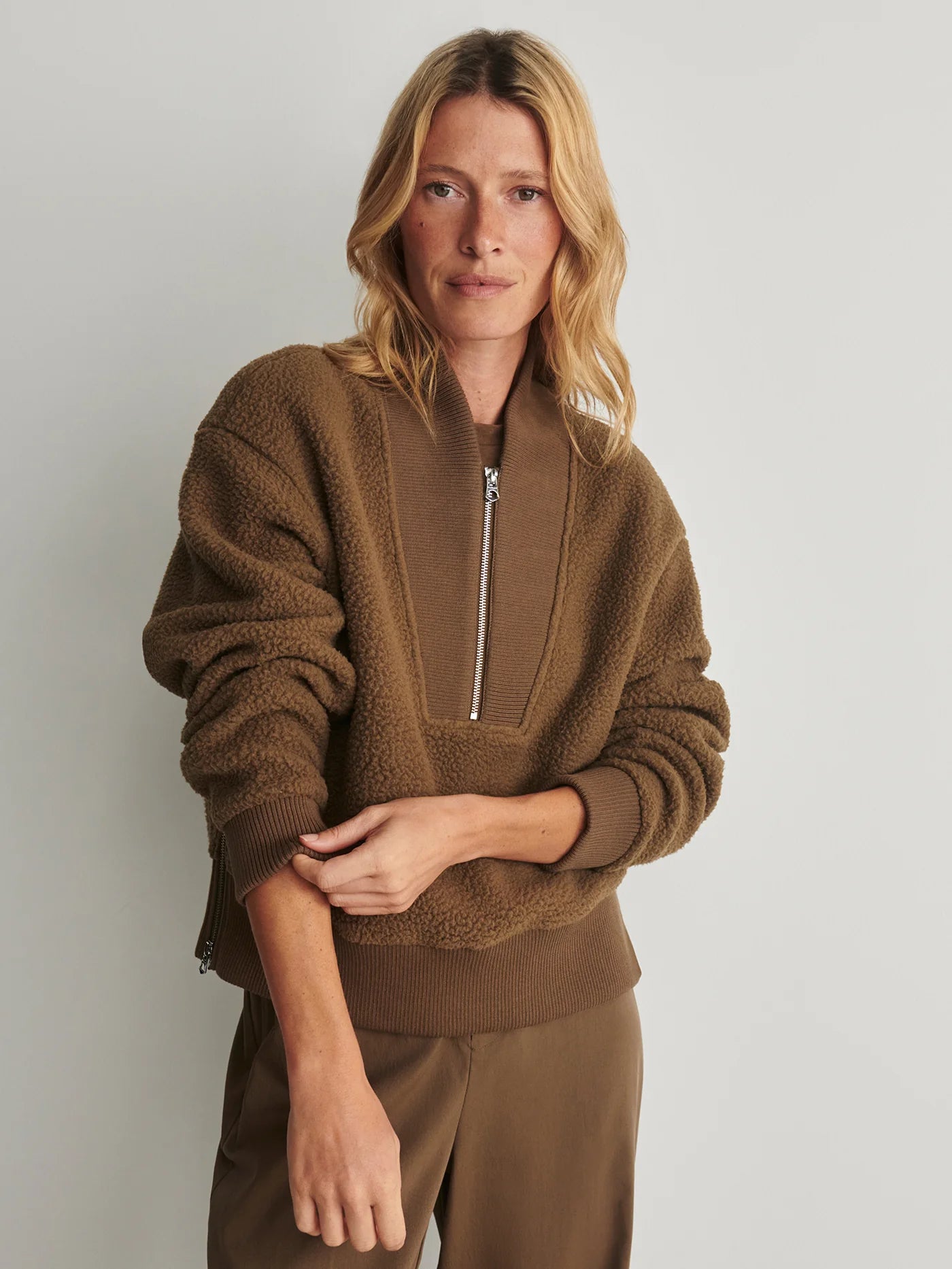 Varley Mumford Half Zip Teak Olive 