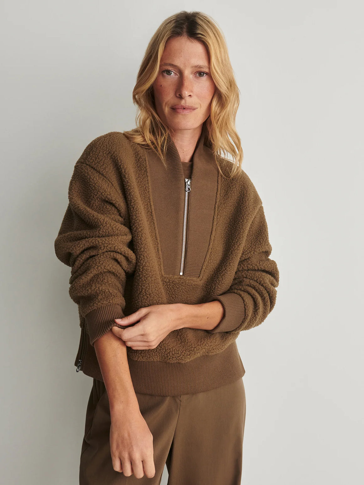 Varley Mumford Half Zip Teak Olive 