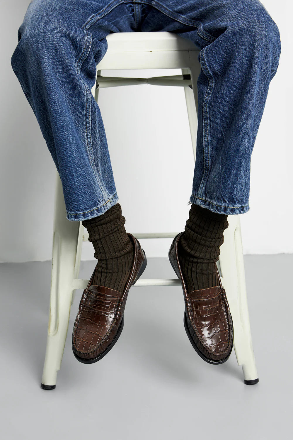 Zoe Croc Chocolate Loafers