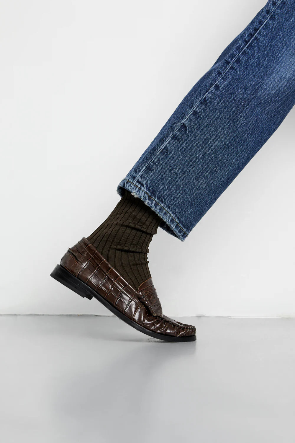 Zoe Croc Chocolate Loafers