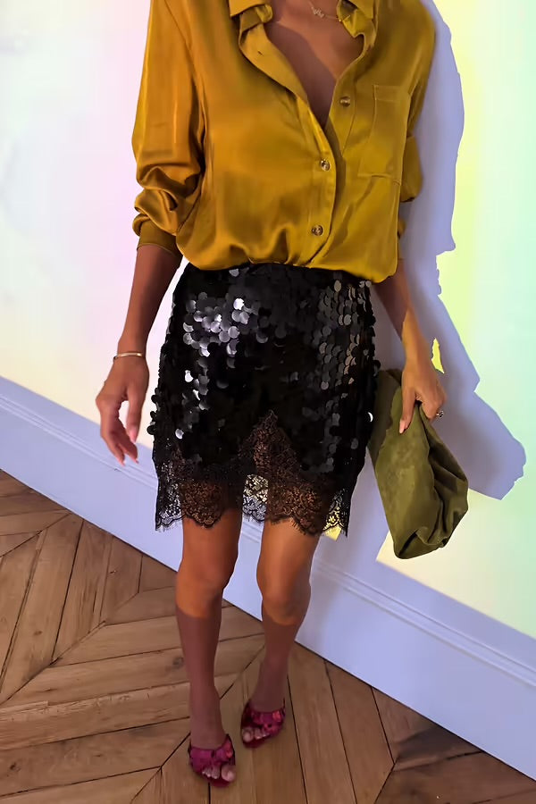 NFD Black Sequins Mini Maeva Skirt