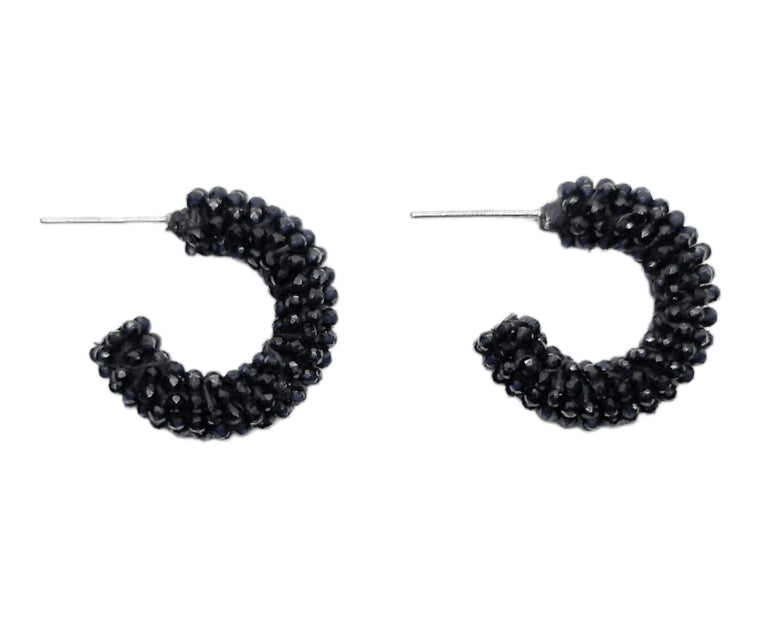 Mini Black Cluster Hoop Earrings 
