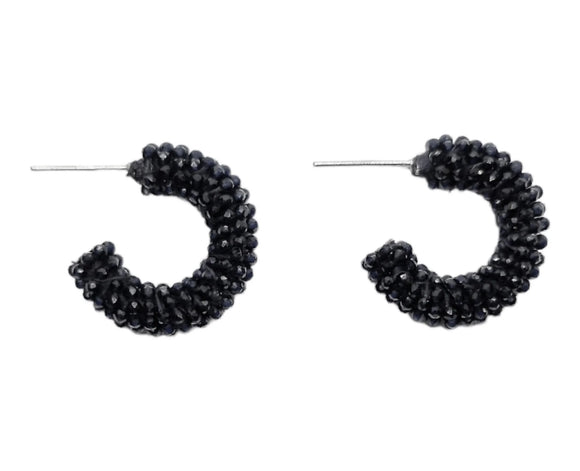 Mini Black Cluster Hoop Earrings 