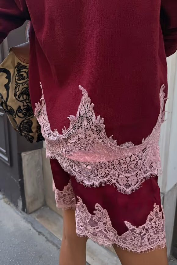 Burgundy Lace Knit Copenhagen Jumper