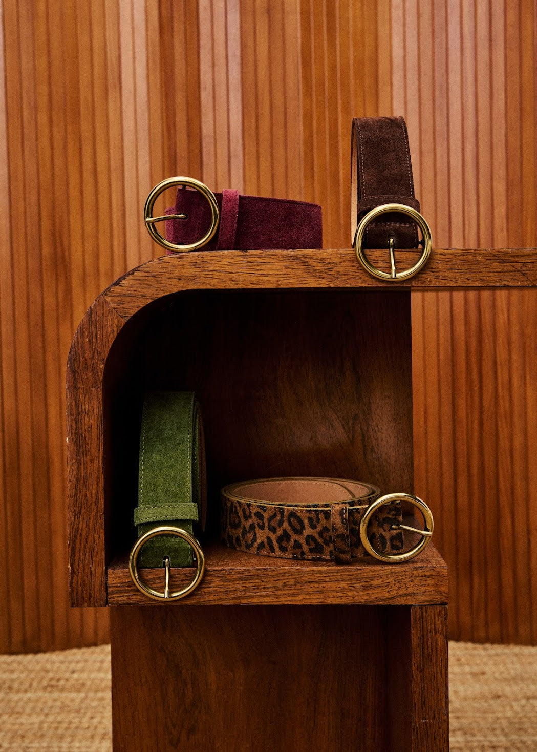 FRNCH Ocicat Bordeaux Suede Belt 