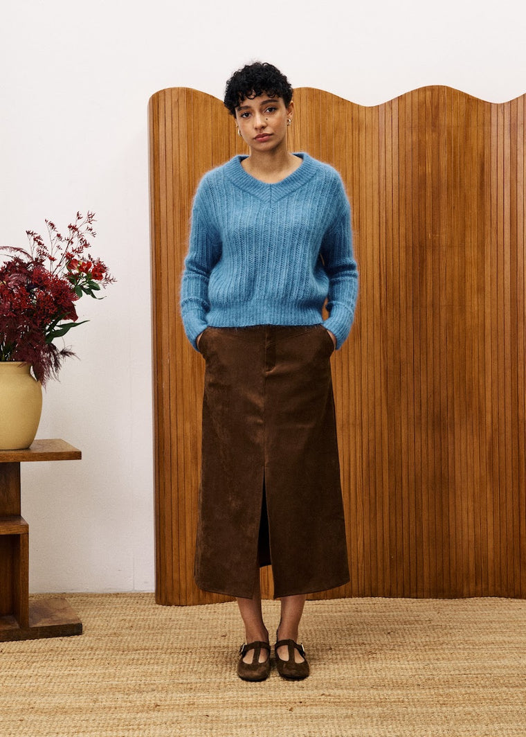 FRNCH Glaieul Suede Skirt 