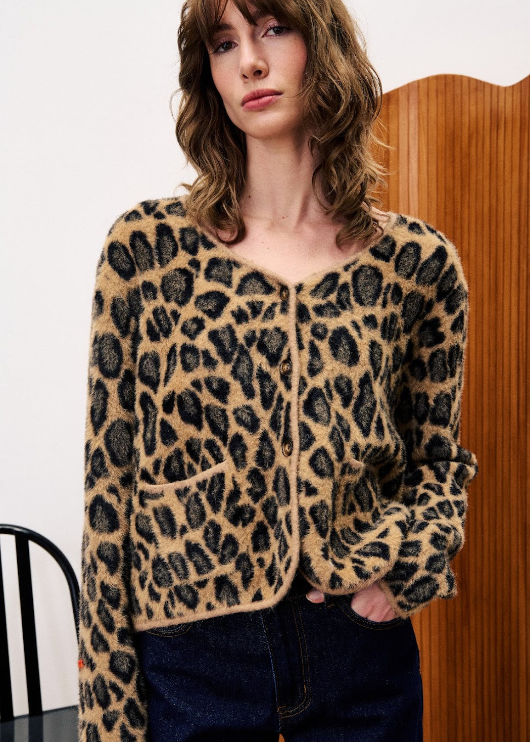 FRNCH Begonia Leopard Cardigan