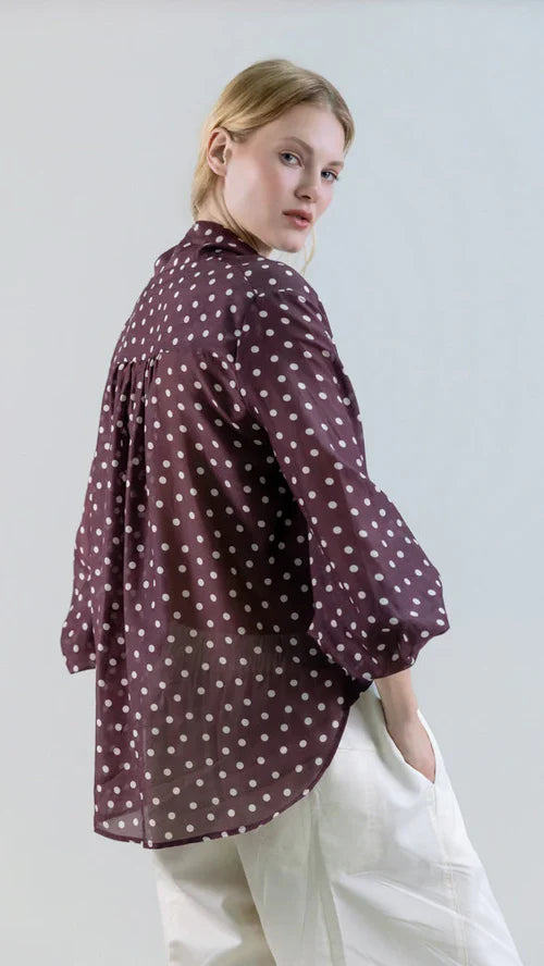 Psophia Chocolate Polka Dot Blouse