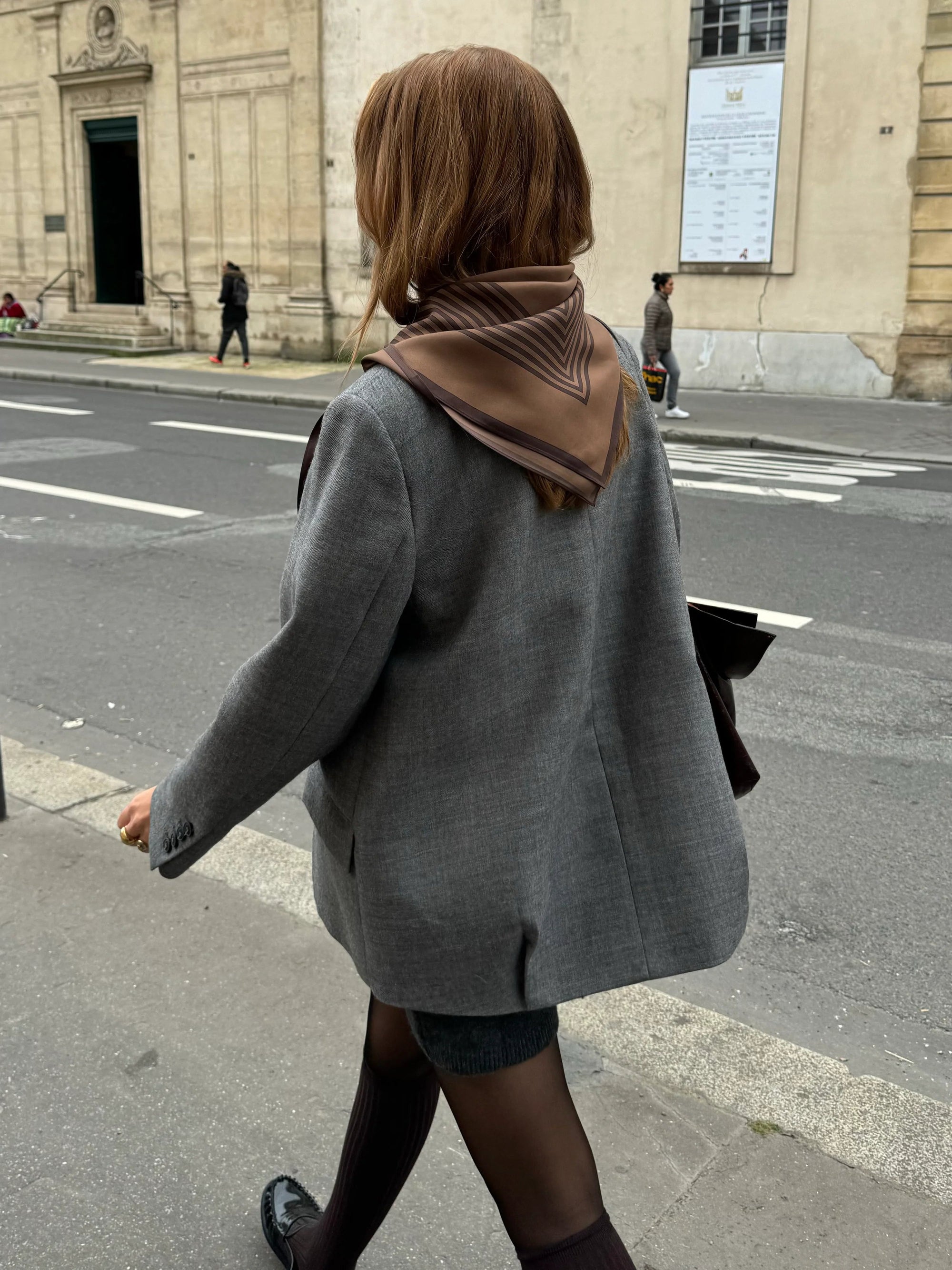 Striped Silk Scarf Brown 80cm