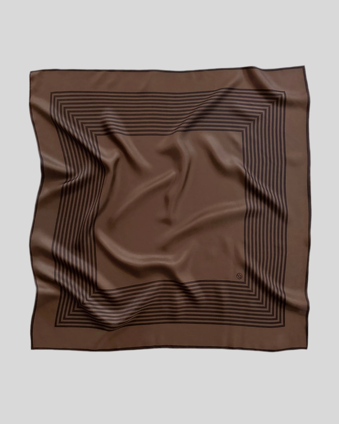 Striped Silk Scarf Brown 80cm