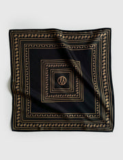 Lescarf Paisley Black & Gold Silk Scarf 