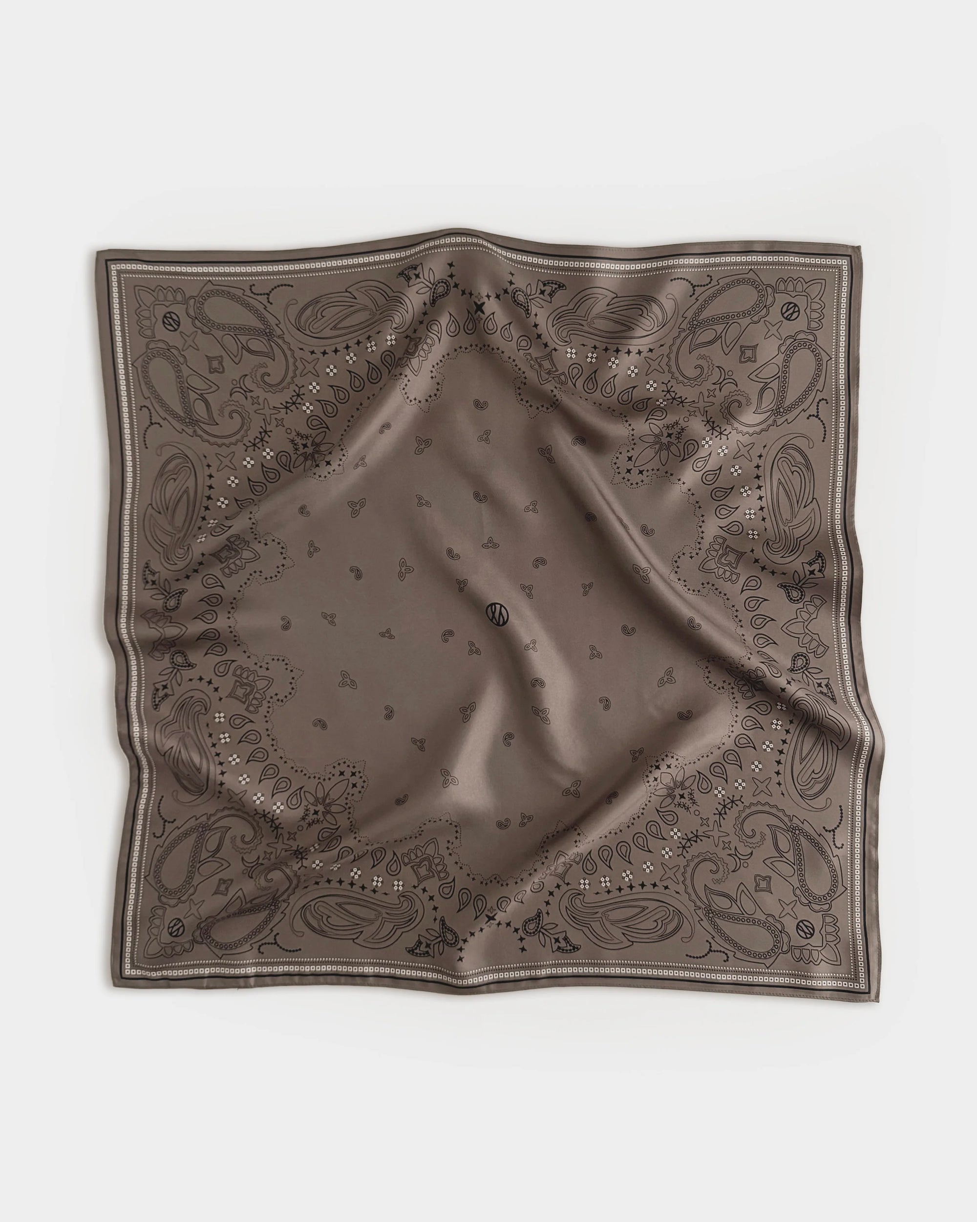 Lescarf Paisley Scarf Taupe, Black & White