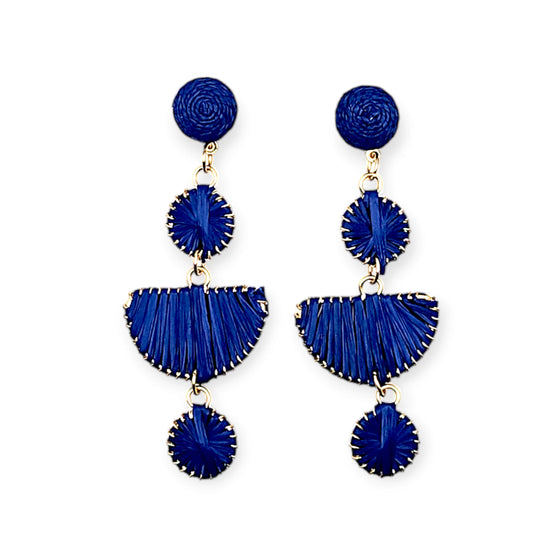 Lapis Blue Half Moon & Circle Earrings
